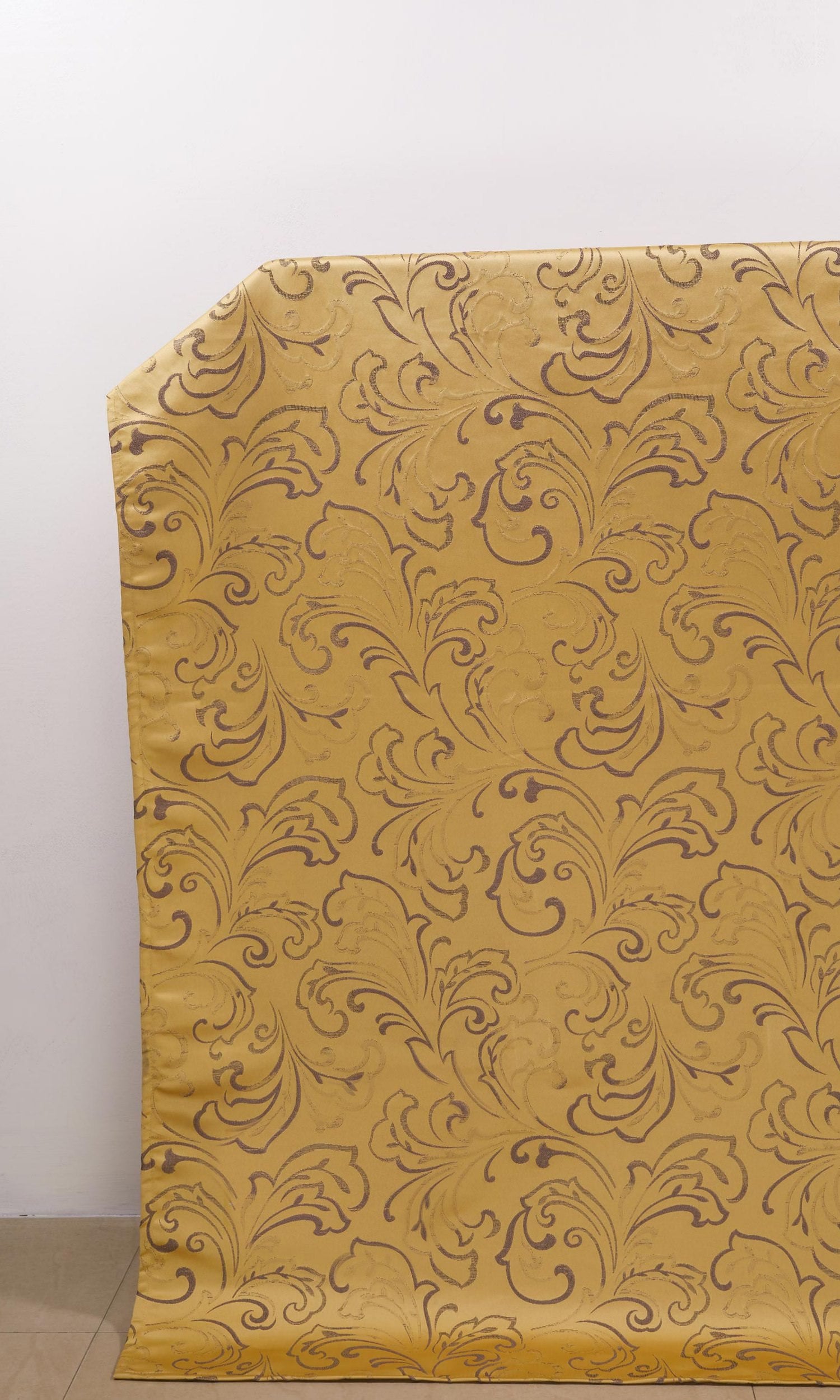Floral Embroidered Window Treatments Fabric By the Yard (Mustard Yellow)