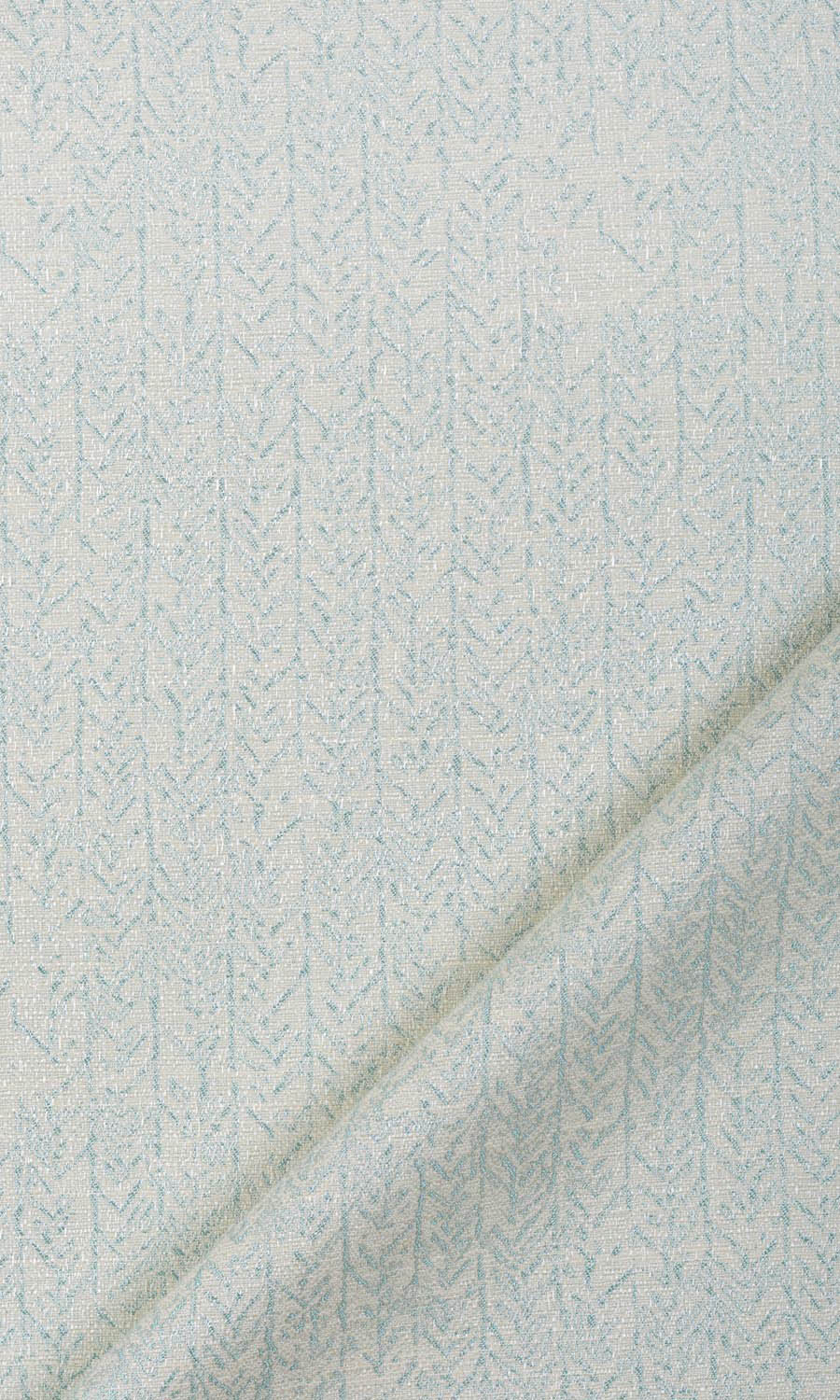 Herringbone Poly-Cotton Home Textile Fabric Material Sample (White/ Blue)