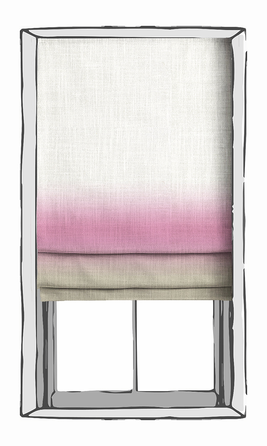 3-Tone Ombre Window Treatments Fabric By the Yard (Pink/ Beige)