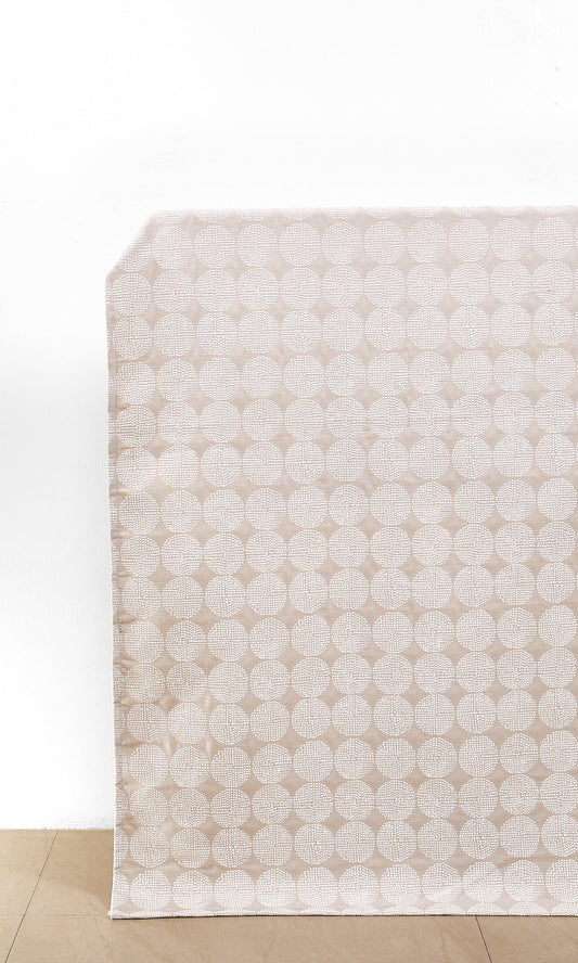 Geometric Embroidered Home Décor Fabric By the Yard (Beige/ White)