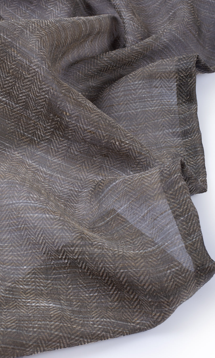 Herringbone Sheer Home Décor Fabric Sample (Grey/ Coffee Brown)