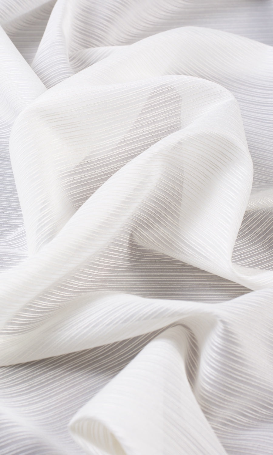 Striped Sheer Home Décor Fabric By the Yard (Chiffon White)