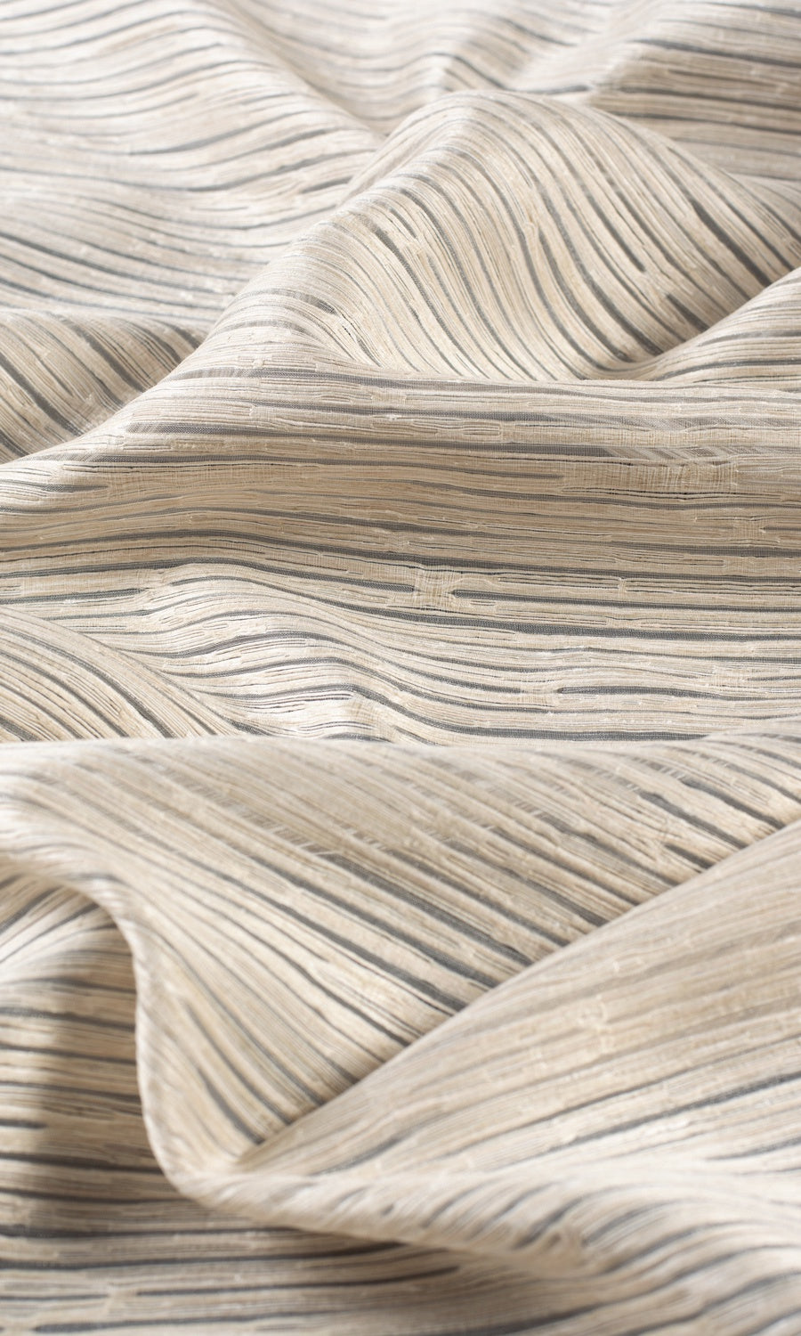 Striped Sheer Fabric Sample for Curtains & Drapes (Pale Beige/ Ivory)