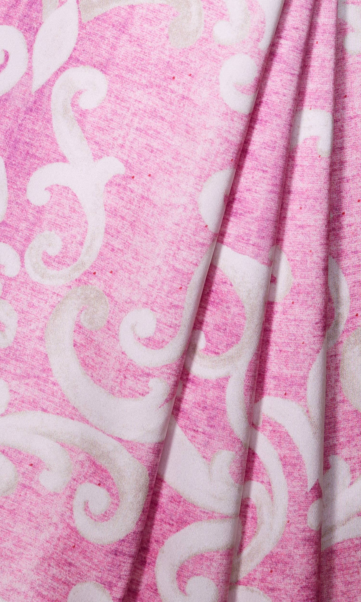 Damask Window Treatments Fabric Sample (Pink/ White)