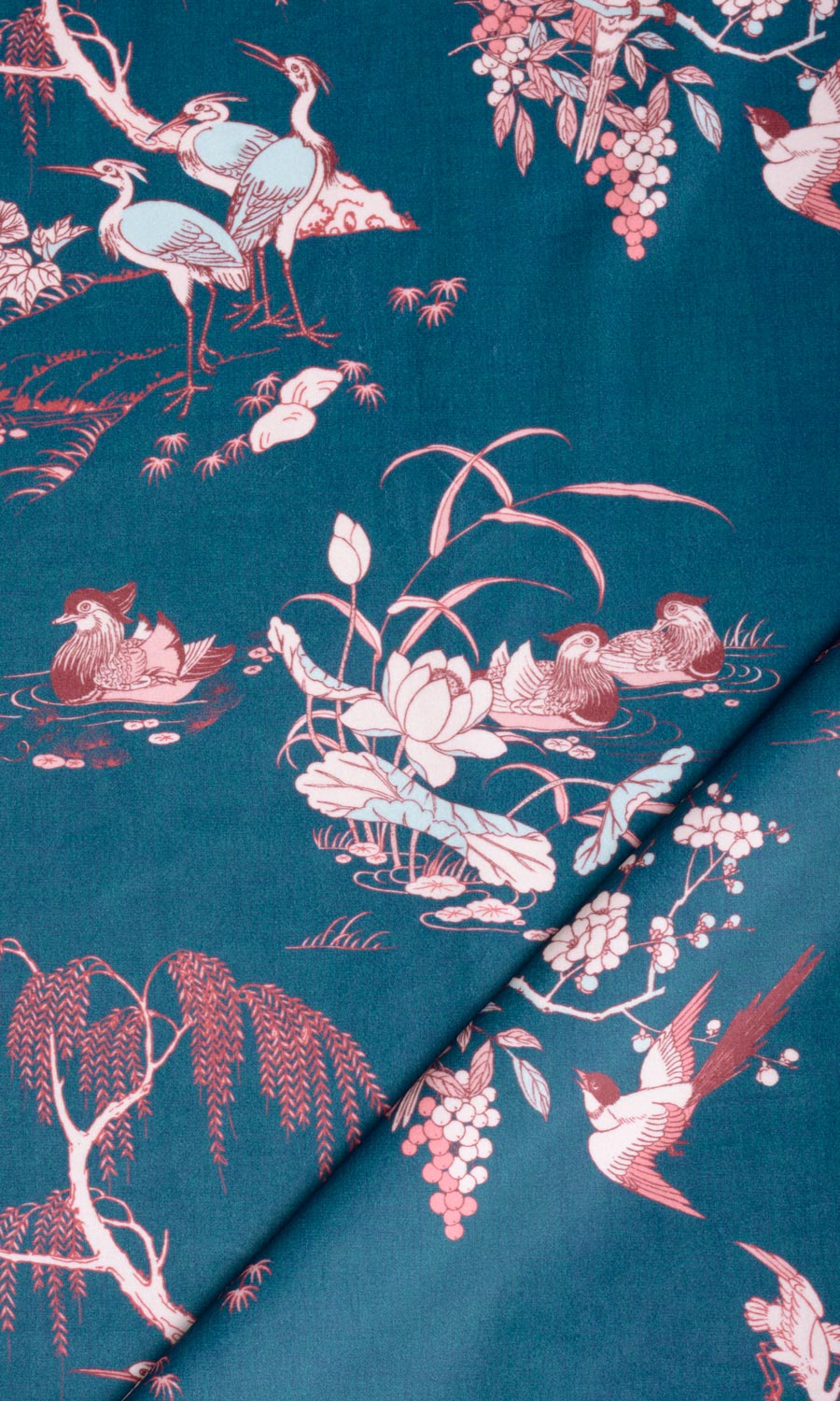 Chinoiserie Toile Velvet Home Textile Fabric Material Sample (Blue/ Pink)