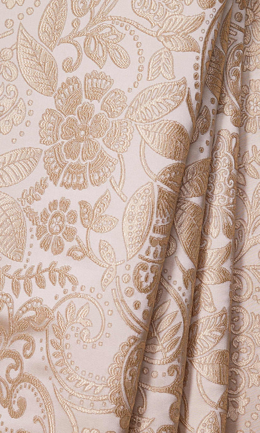 Floral Textured Home Décor Fabric By the Yard (Cream)