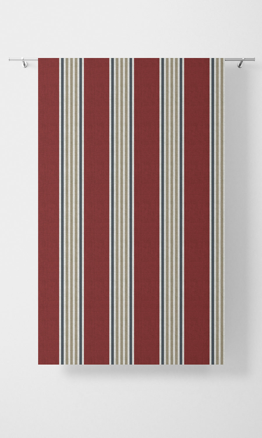 Striped Fabric Material By the Metre (Deep Red/ Beige)