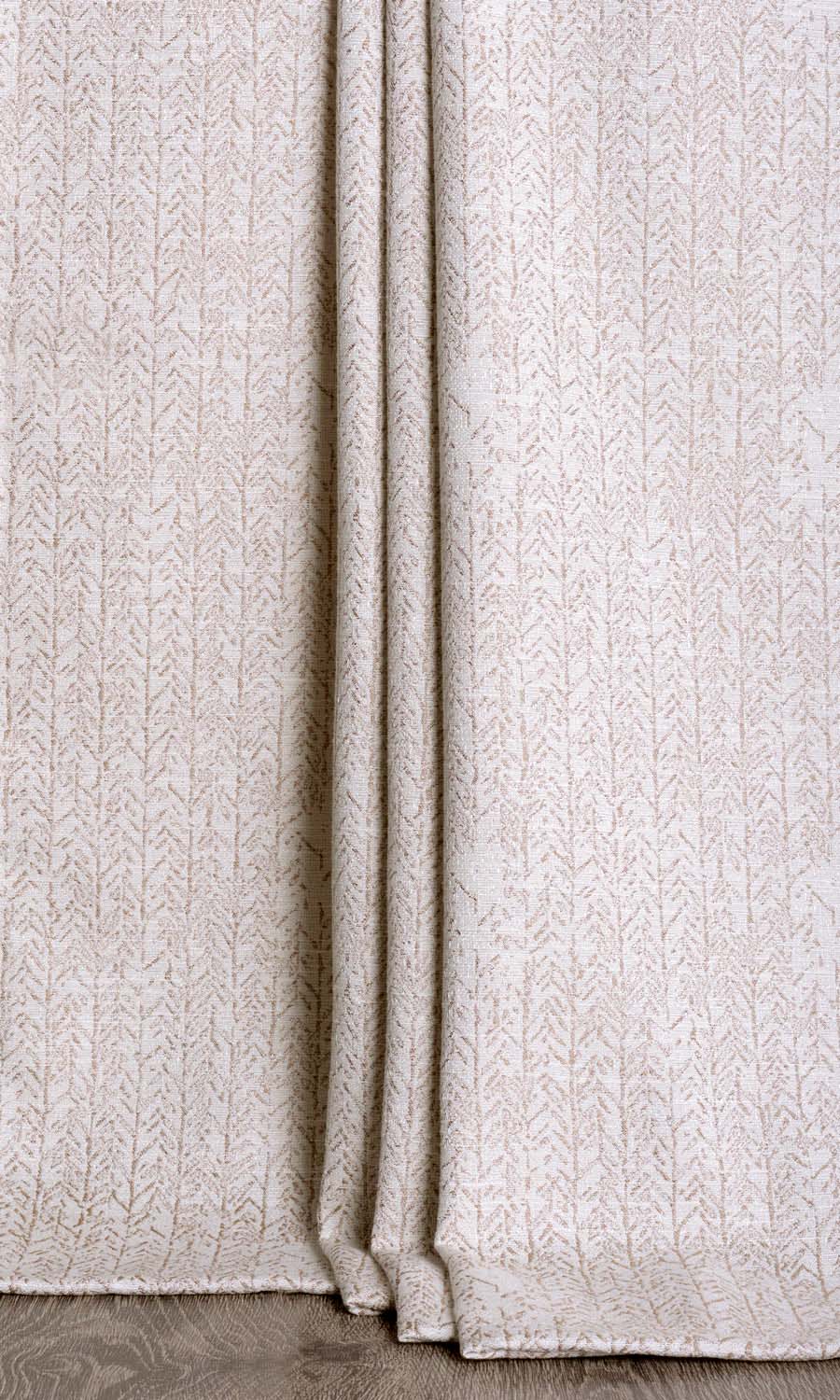 Herringbone Poly-Cotton Home Décor Fabric By the Yard (Off White/ Brown)