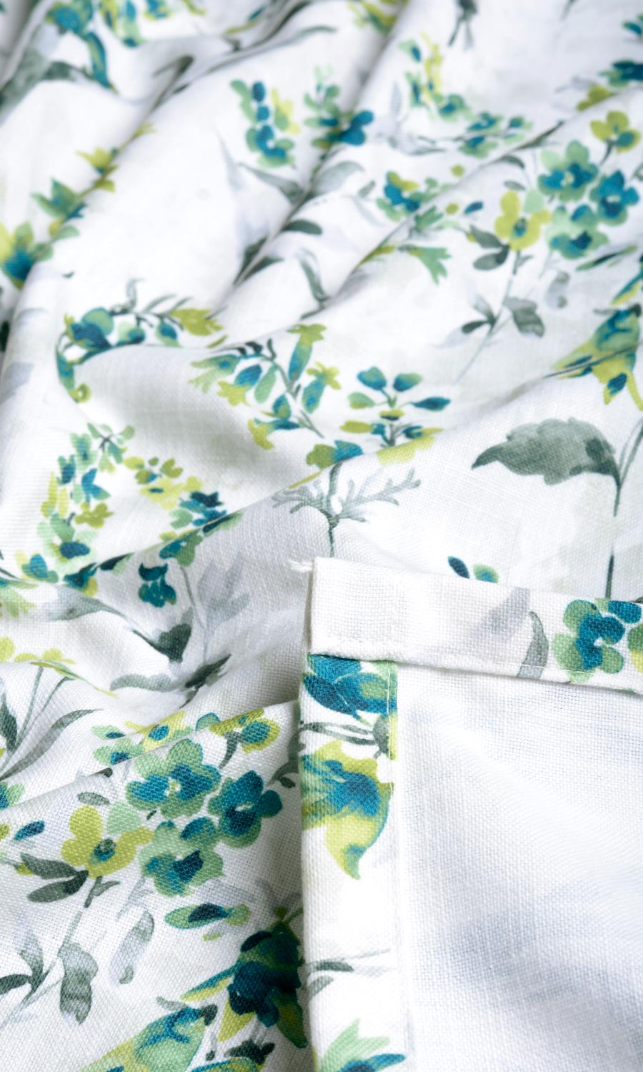Floral Print Fabric By the Yard for Curtains & Drapes (Blue/ Green)