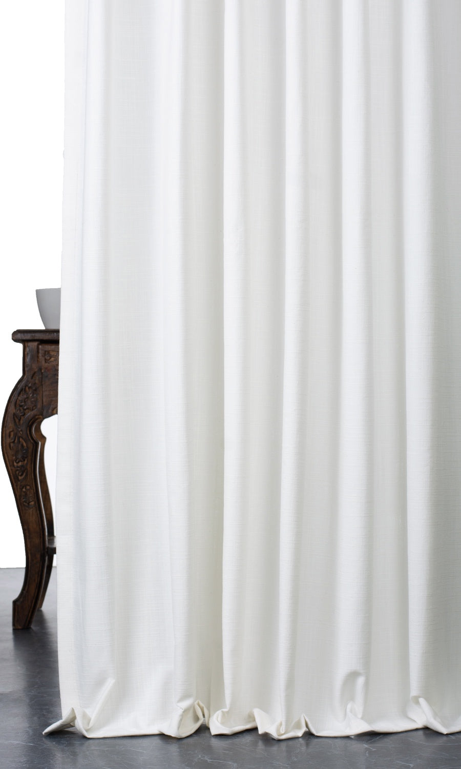 Plain Linen-Texture Window Treatments Fabric By the Yard (White)