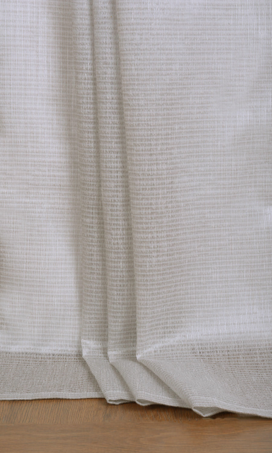 Horizontal Striped Sheer Home Textile Fabric Material Sample (Grey-Beige)