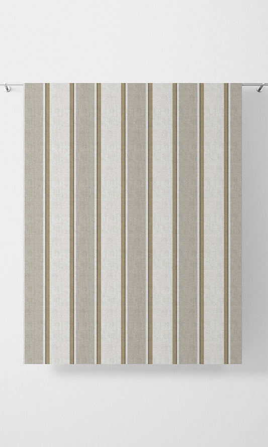 Striped Home Décor Fabric By the Yard (White/ Brown/ Beige)