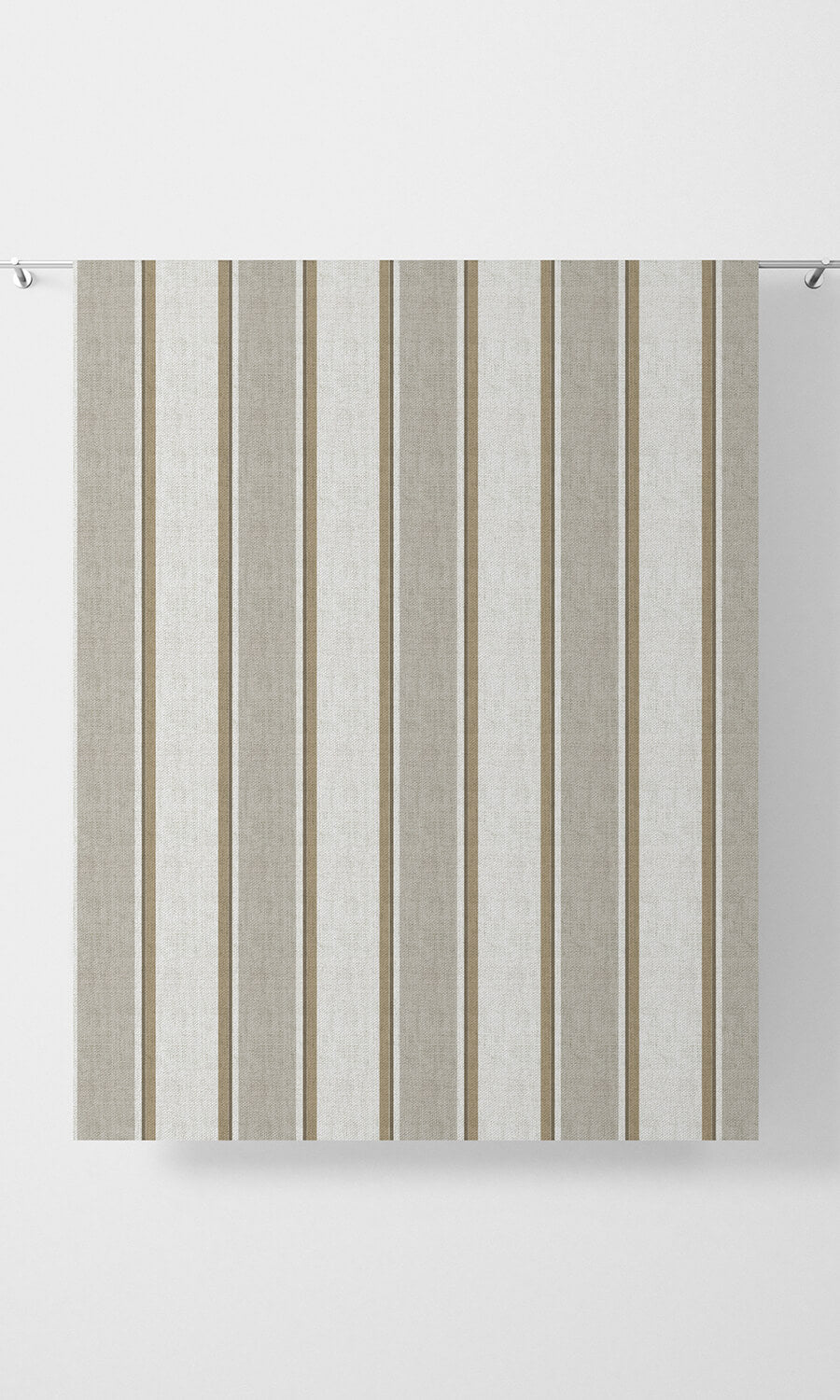 Striped Home Décor Fabric Sample (White/ Brown/ Beige)