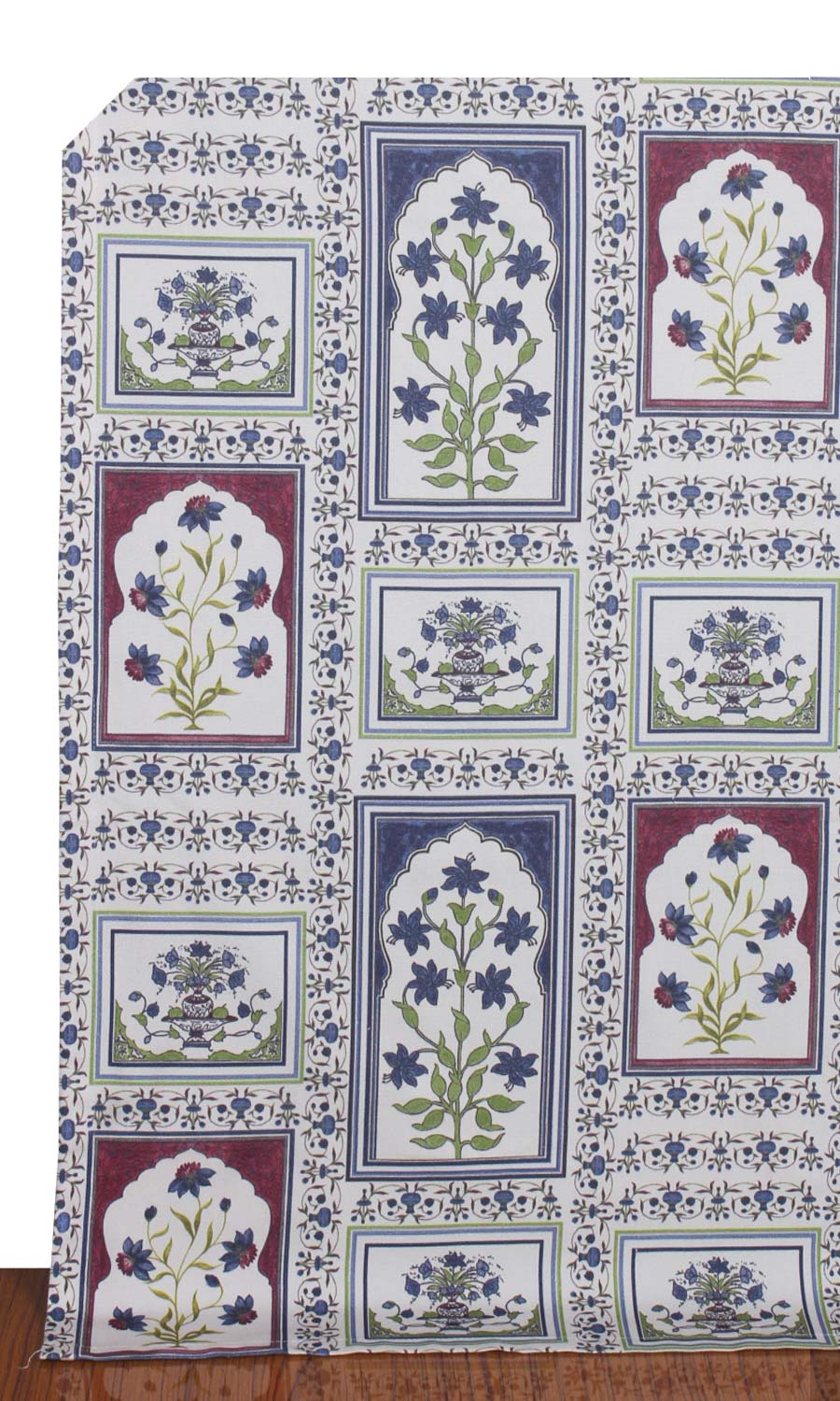 Floral Cotton Home Décor Fabric By the Yard (White/ Blue/ Pink)