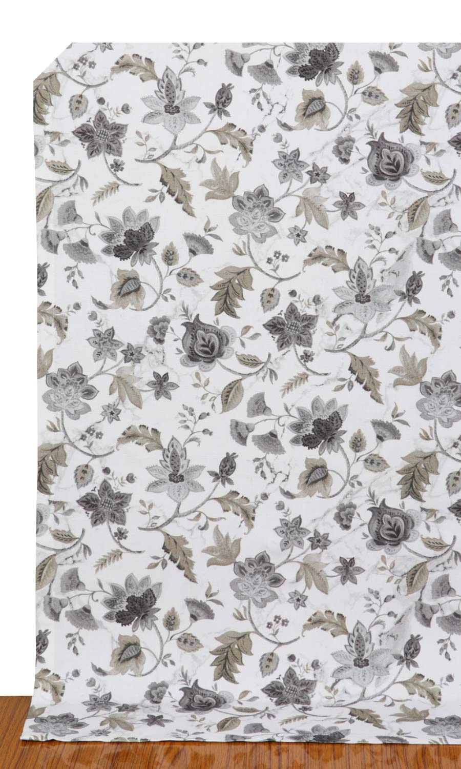 Floral Cotton Home Décor Fabric By the Yard (White/ Grey/ Beige)