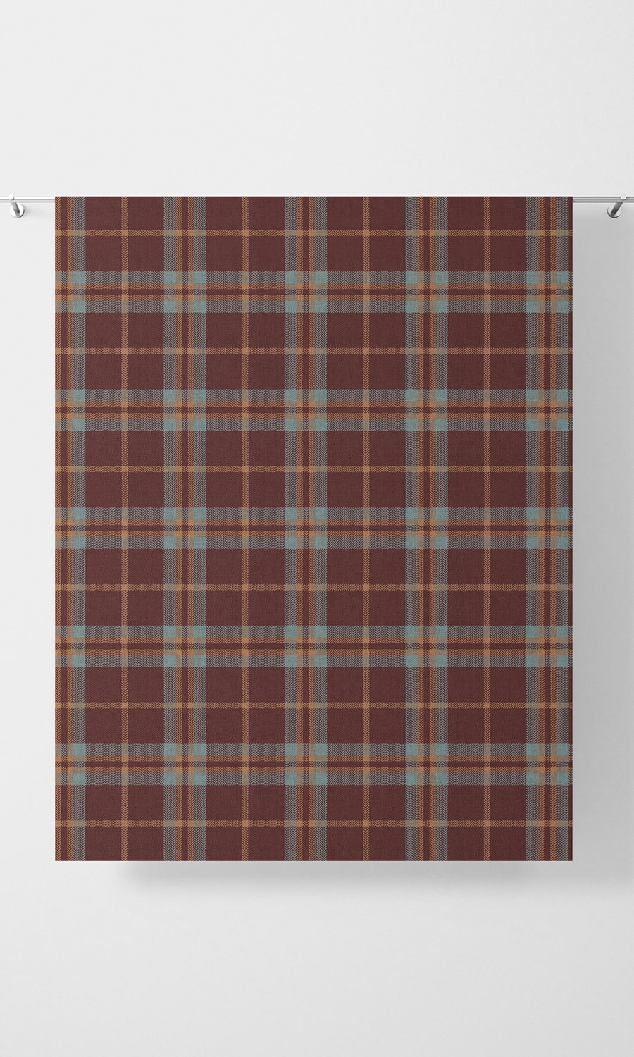 Checkered Home Décor Fabric By the Yard (Wine Red/ Orange/ Blue)