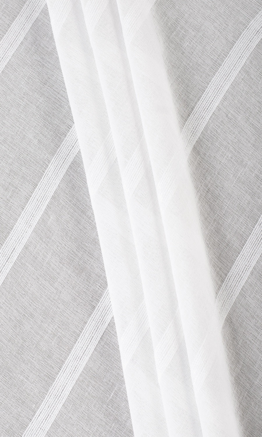 Woven Striped Sheer Fabric By the Yard for Curtains & Drapes (White)