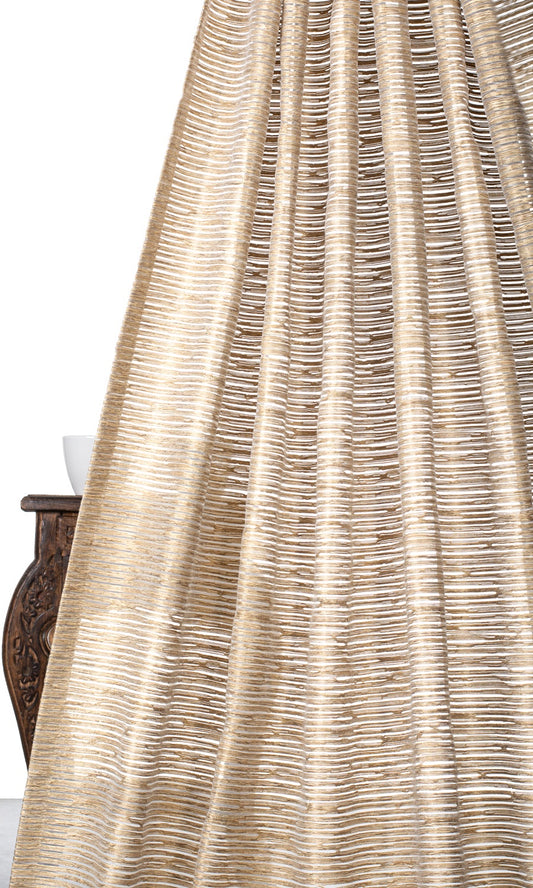 Striped Sheer Home Décor Fabric By the Yard (Peanut Brown)