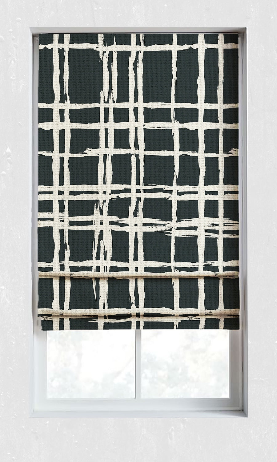 Geometrical Patterned Window Treatments Fabric By the Metre (Black/ Ivory)