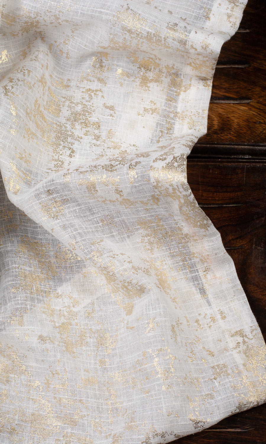 Textured Semi-Sheer Fabric Material By the Yard (Cream/ Golden)