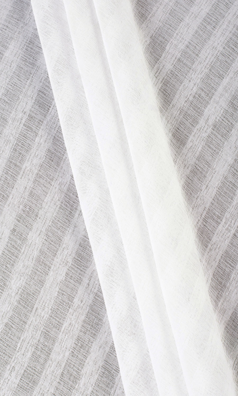 Textured Striped Sheer Fabric Material By the Yard (White)