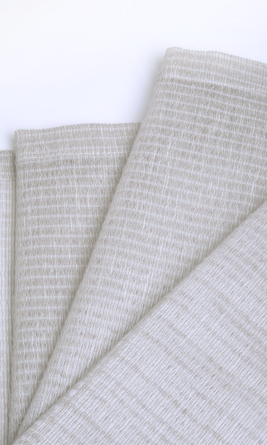 Horizontal Striped Sheer Fabric Sample for Curtains & Drapes (Grey-Beige)