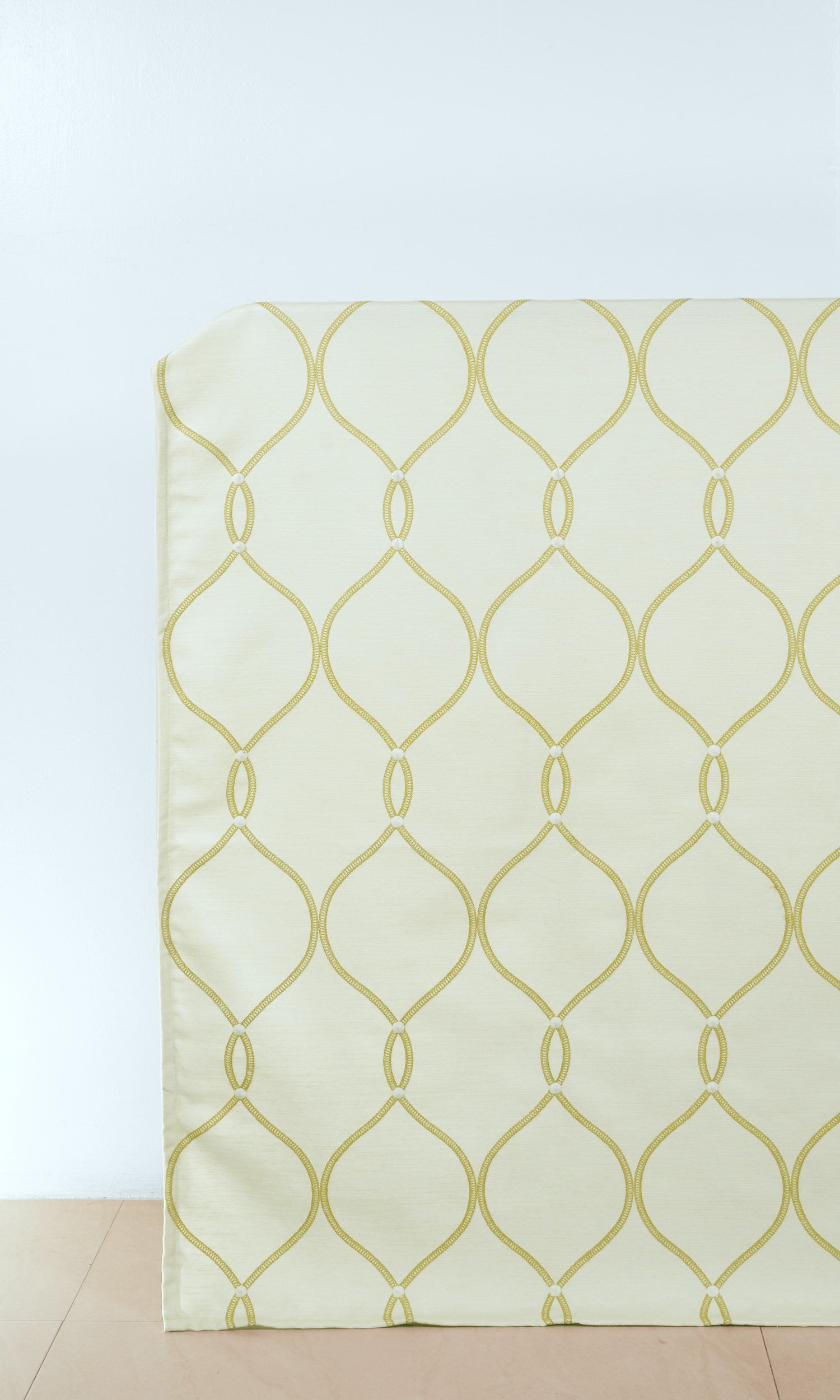 Ogee Embroidery Home Décor Fabric By the Yard (White/ Yellow)