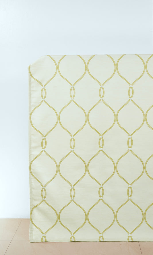 Ogee Embroidery Drapes (White/ Yellow)