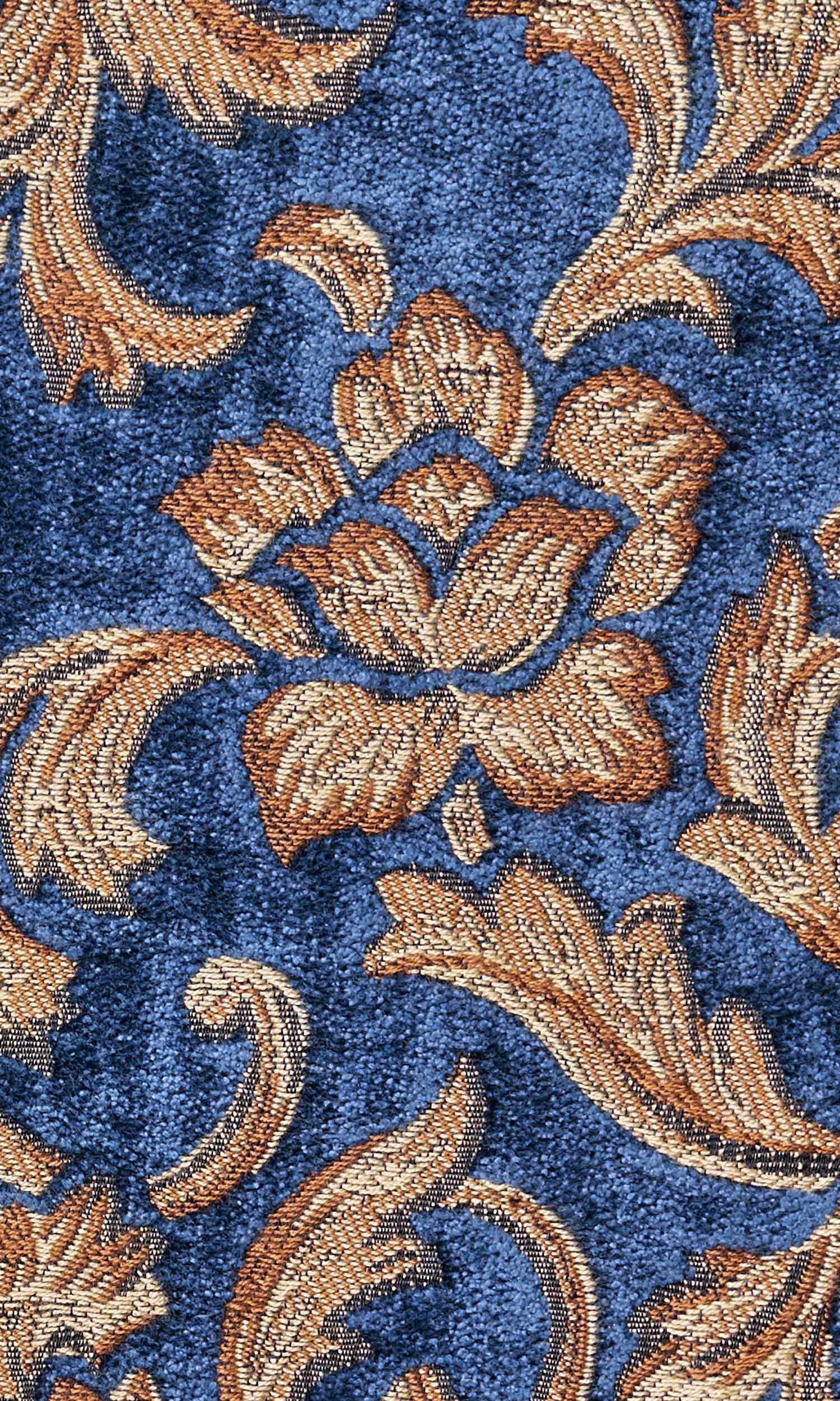 Floral Velvet Home Textile Fabric Material Sample (Beige/ Brown/ Blue)