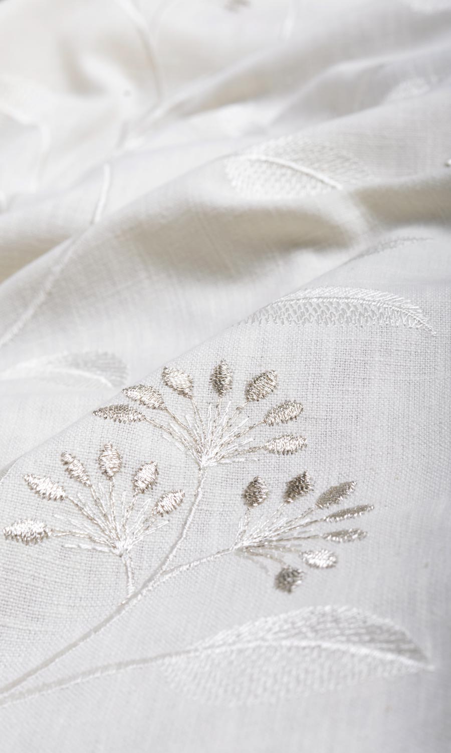Floral Embroidery Window Treatments Fabric By the Yard (White/ Cream)