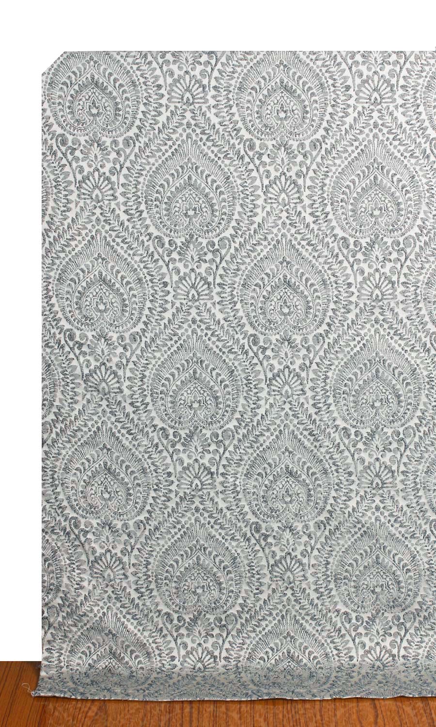Textured Floral Home Décor Fabric By the Yard (Grey/ Deep Blue)