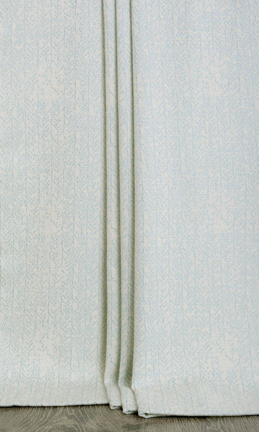 Herringbone Poly-Cotton Home Décor Fabric By the Yard (White/ Blue)