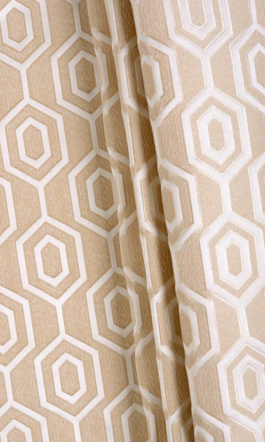 Honeycomb Patterned Free Fabric Material Sample (Sand Beige/ White)