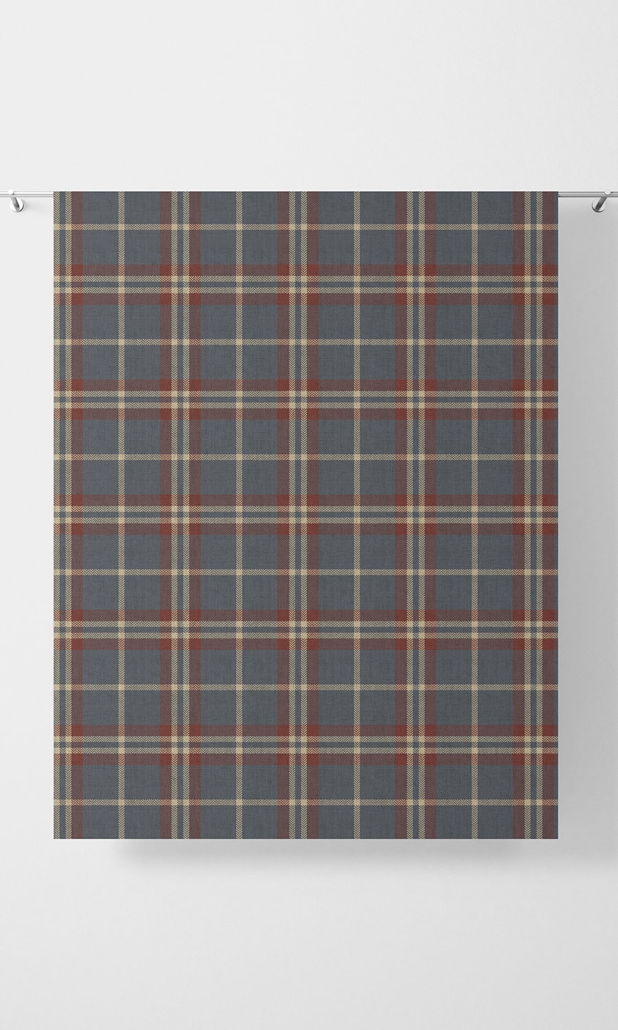 Checkered Home Décor Fabric By the Yard (Grey/ Red/ Beige)
