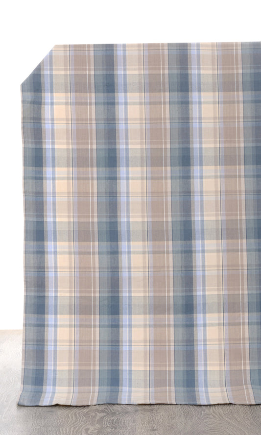 Cotton Home Décor Fabric By the Yard (Blue/ Brown)