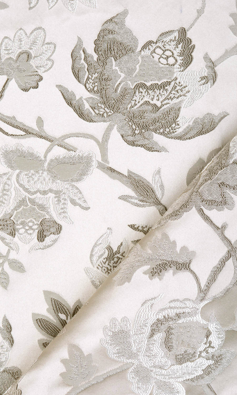 Floral Free Fabric Material Sample (Beige/ Brown/ Ivory)