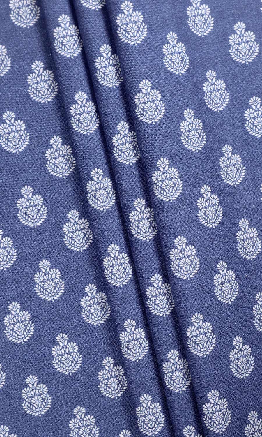 Floral Cotton Home Décor Fabric By the Yard (Blue)