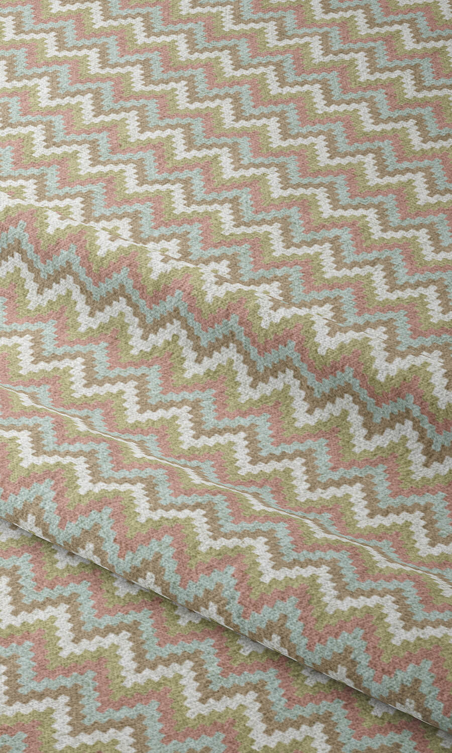 Chevron Patterned Fabric Material By the Metre (Pink/ Green/ Blue)
