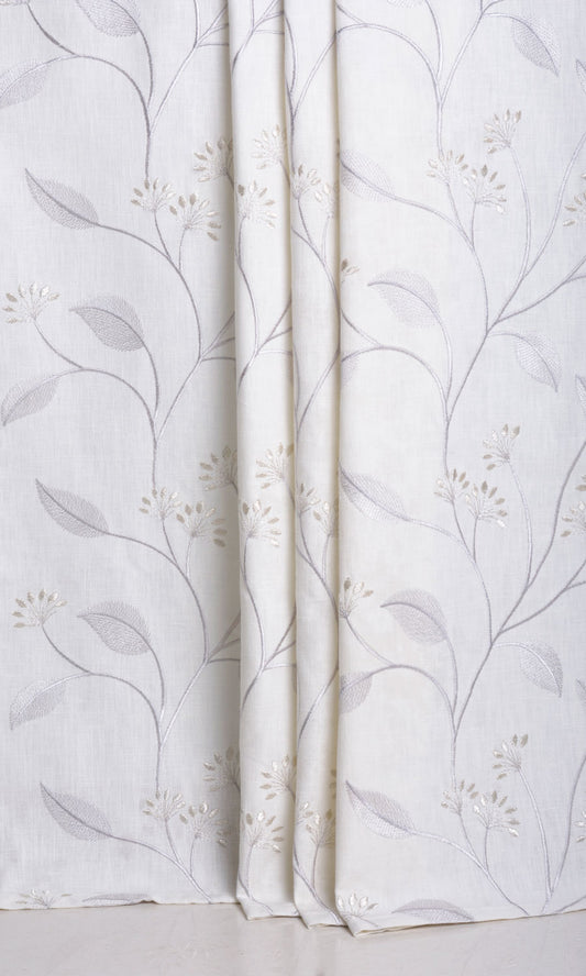 Floral Embroidery Drapes (White/ Cream)