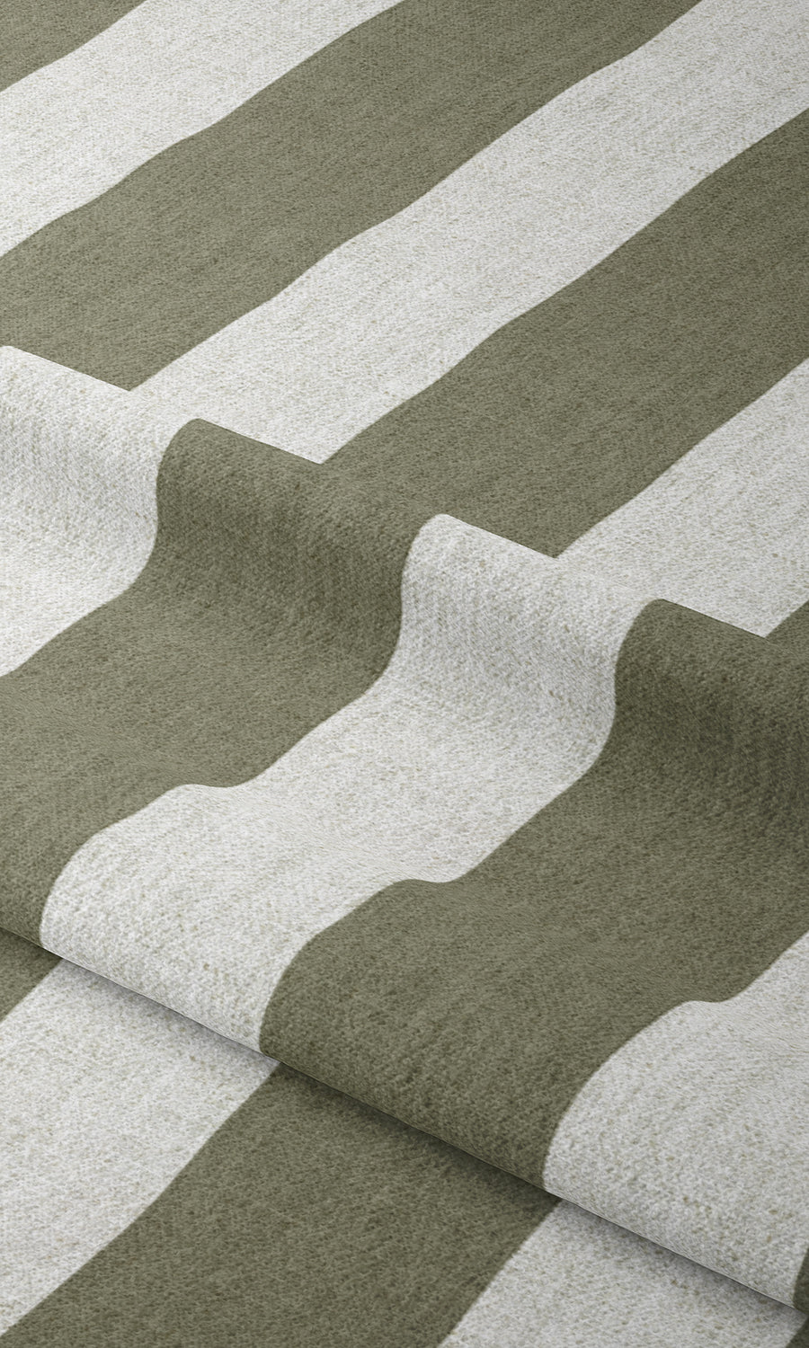 Striped Window Treatments Fabric By the Metre (Olive Green/ White)