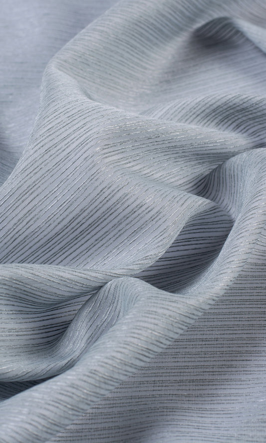 Striped Sheer Drapes (Periwinkle Gray)