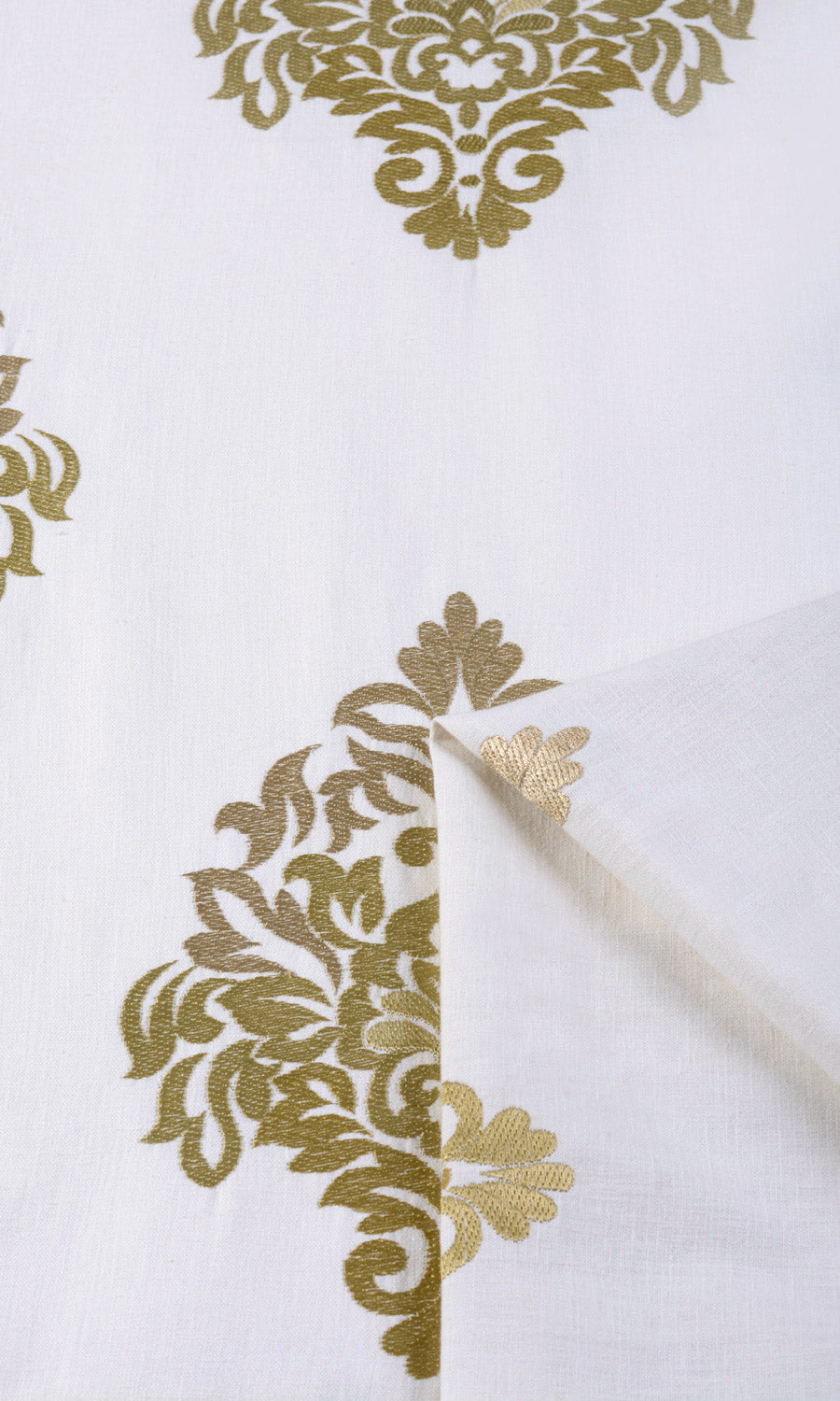 Damask Patterned  Fabric By the Yard for Curtains & Drapes (Ivory/ Beige/ Brown)