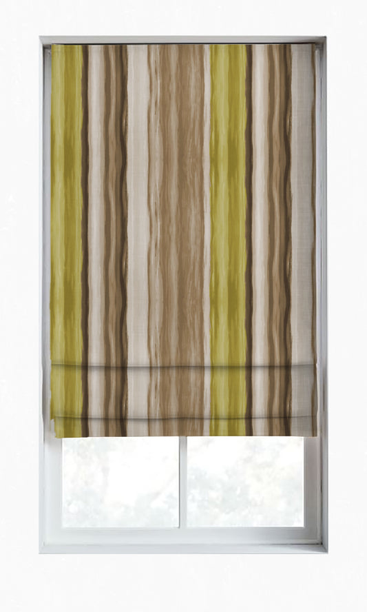 Striped Dimout Home Décor Fabric By the Yard (Yellow/ Brown/ Green)