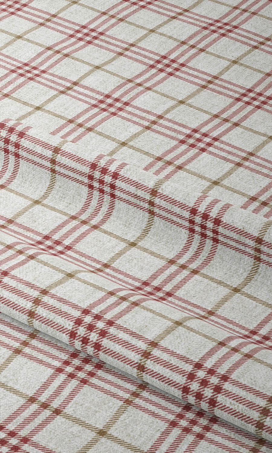 Modern Check Home Décor Fabric By the Yard (Linen White/ Red)