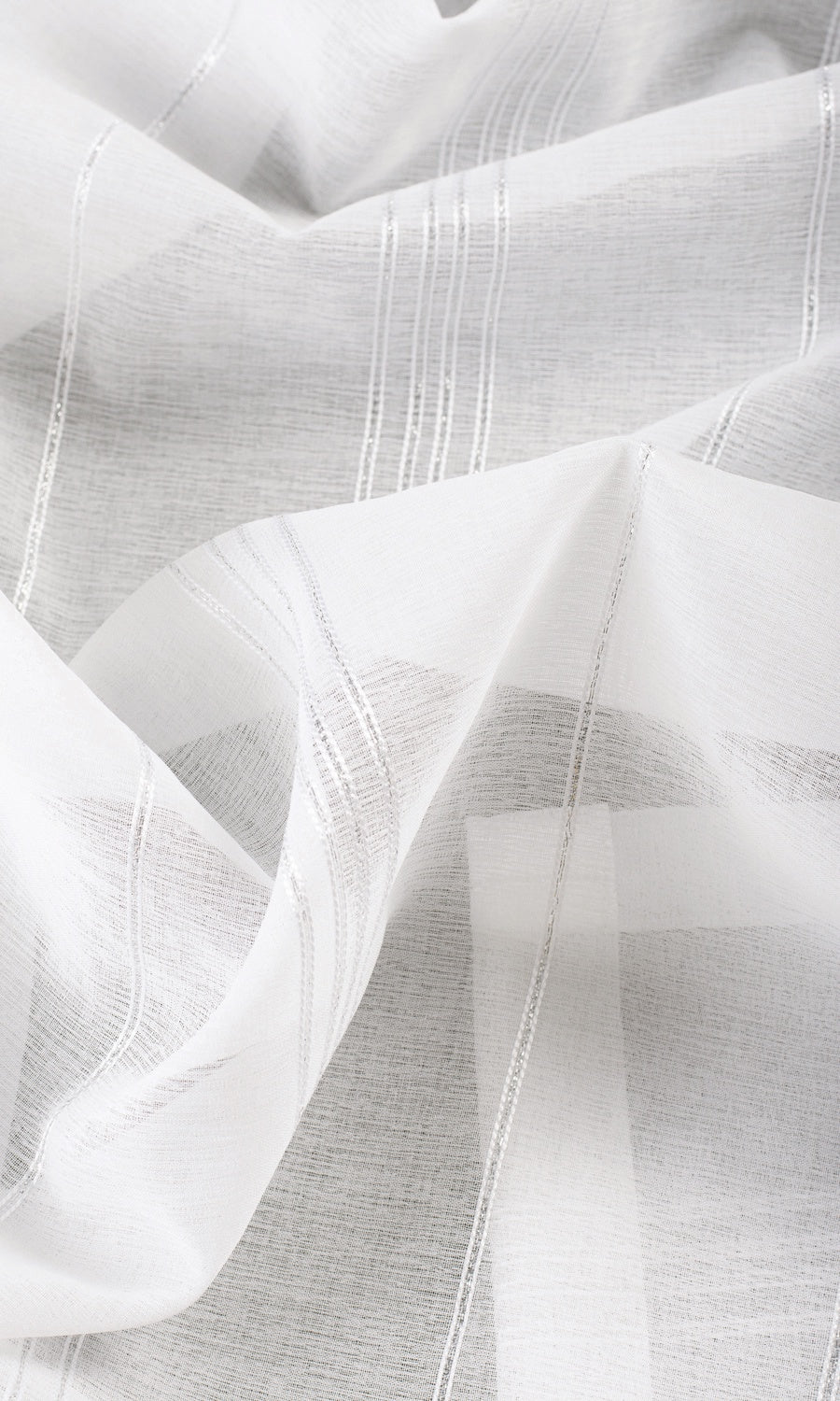Striped Sheer Fabric By the Yard for Curtains & Drapes (White)