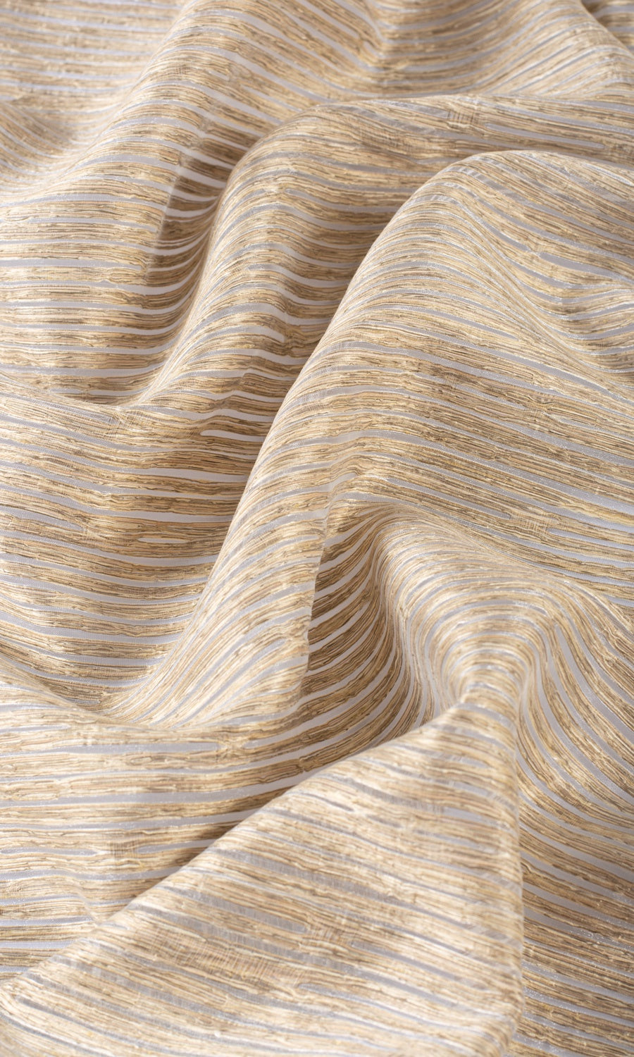 Striped Sheer Window Treatments Fabric By the Yard (Peanut Brown)