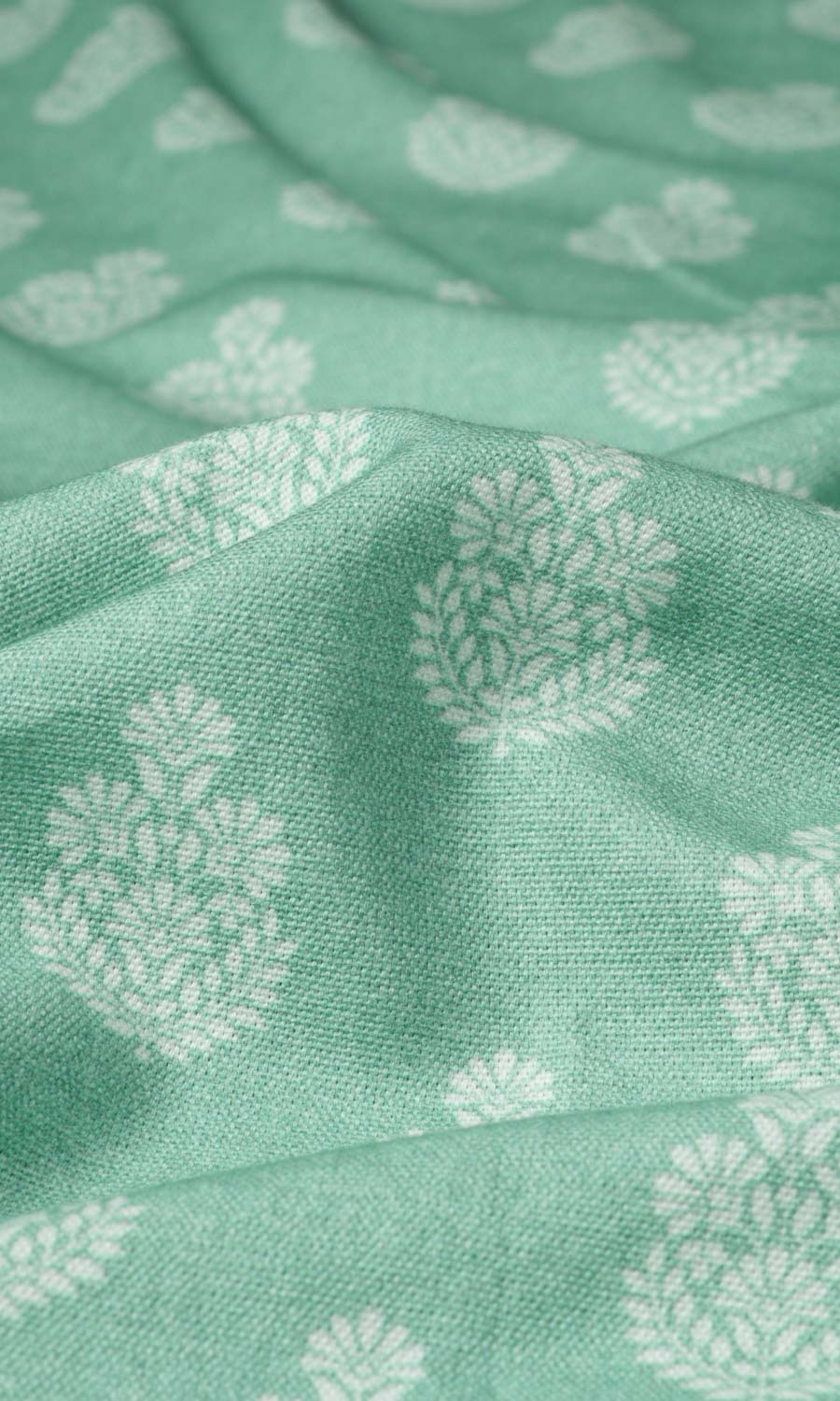 Floral Cotton Fabric Material By the Yard (Sea Green)