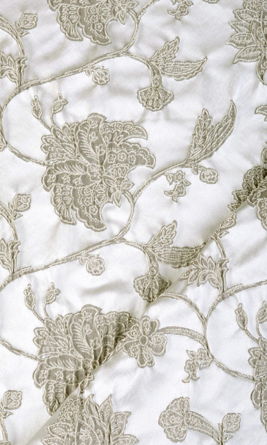 Floral Window Treatments Fabric Sample (White/ Silver/ Gray)