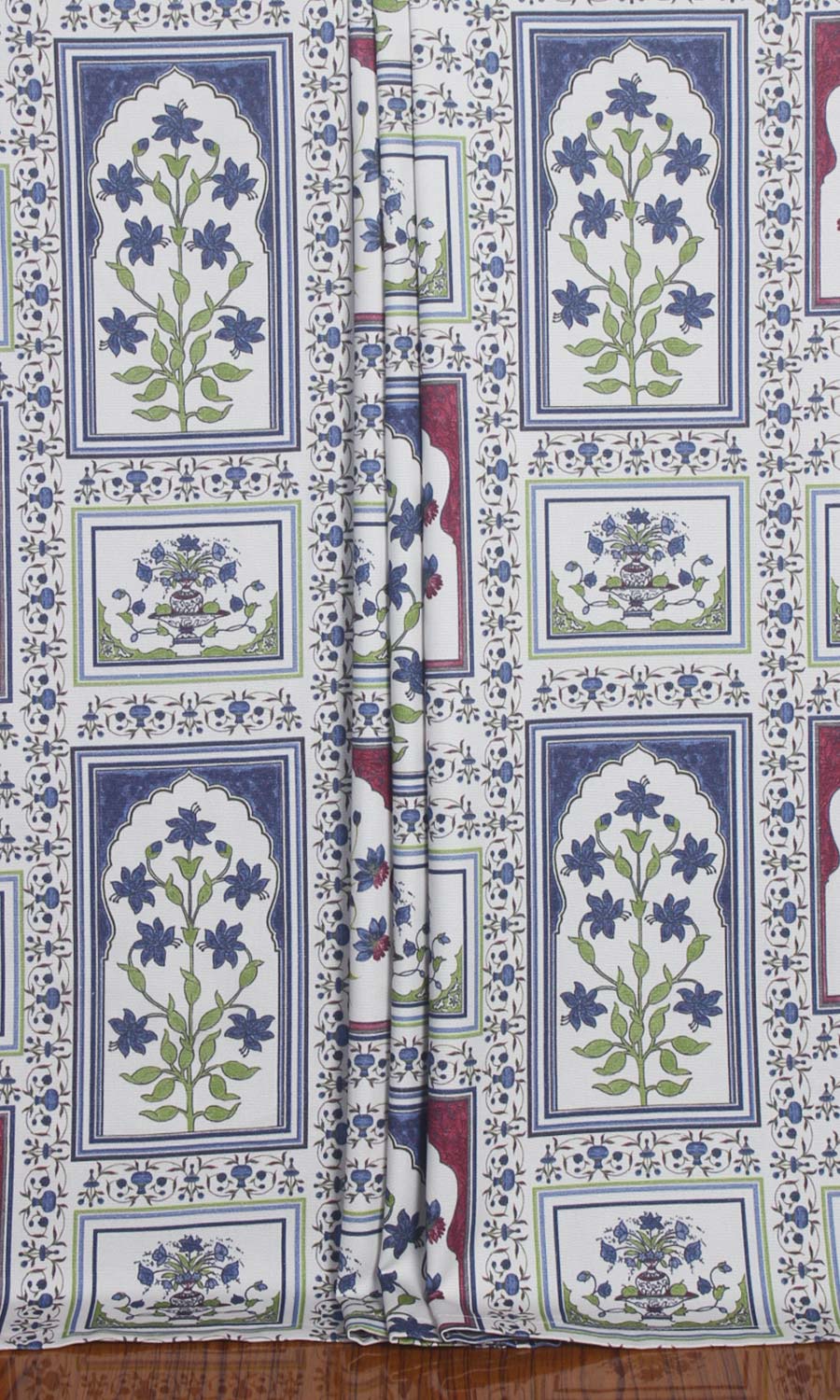 Floral Cotton Window Treatments Fabric By the Yard (White/ Blue/ Pink)