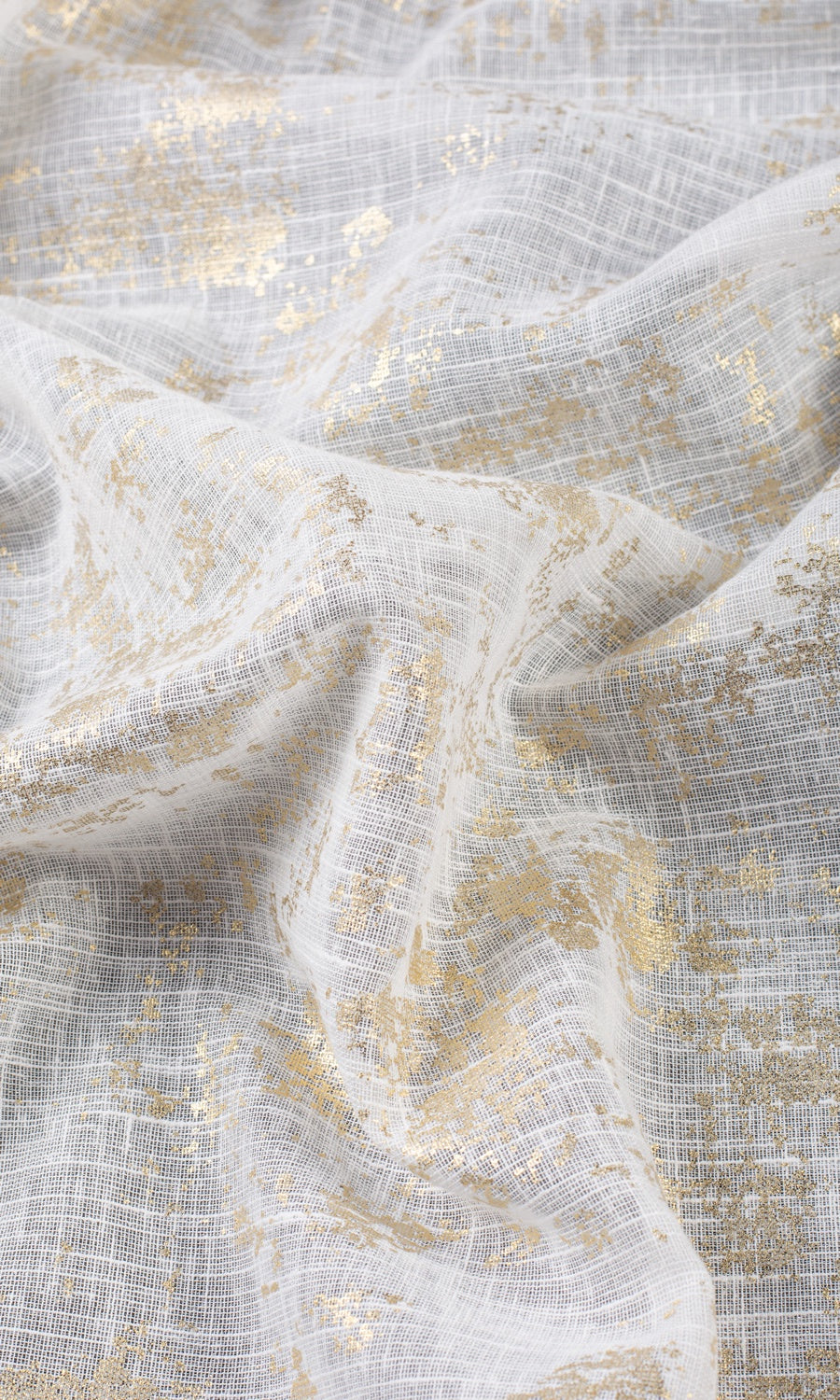 Textured Semi-Sheer Fabric By the Yard for Curtains & Drapes (Cream/ Golden)